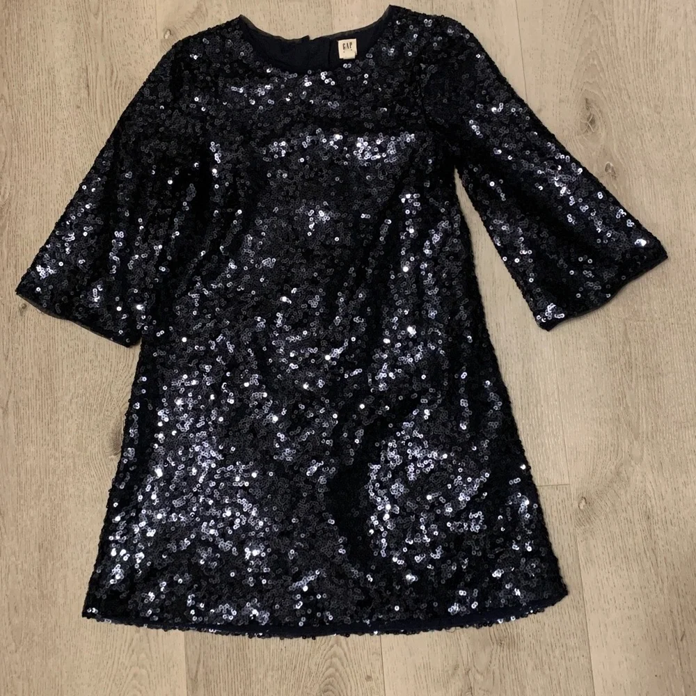 Gap Kids navy blue sequin‎ dress size L Christmas holidays formal sparkly